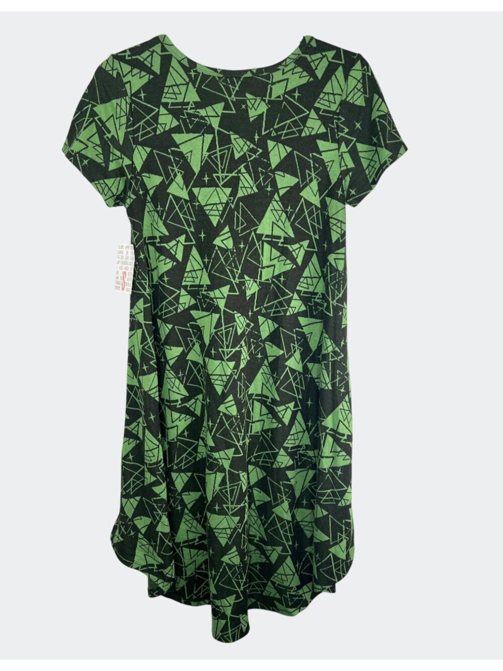 Lularoe Carly Geometric Print Green & Black Short Sleeve Dress Small - Picture 7 of 15